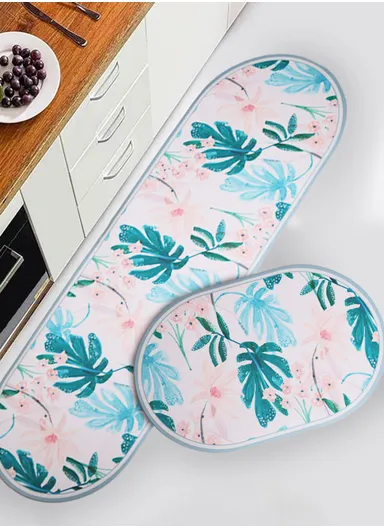 2PCS Polyester Anti-Slip Kitchen Mat Set (L40 x W60 x T0.35)cm &amp; (L40 x W120 x T0.35)cm