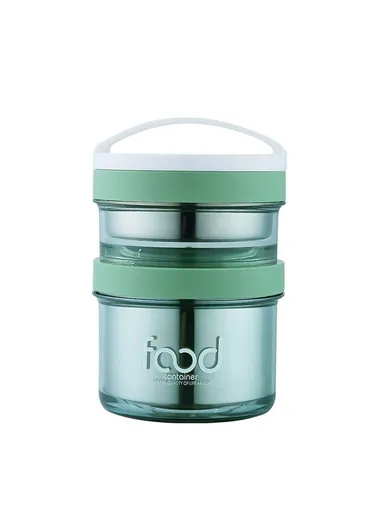 600ml Stainless Steel Lunch Box With 2 Seperatable Compartments 7047 (D10 x H18)cm