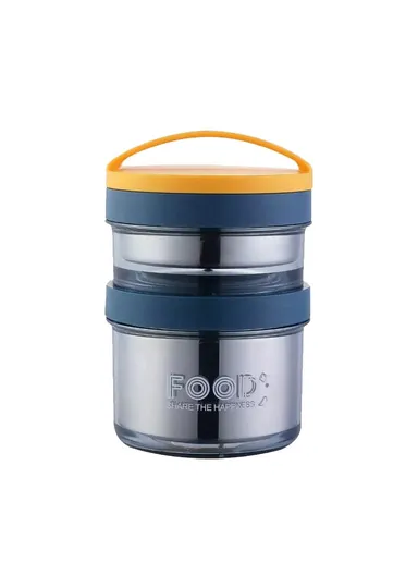 600ml Stainless Steel Lunch Box With 2 Seperatable Compartments 7047 (D10 x H18)cm