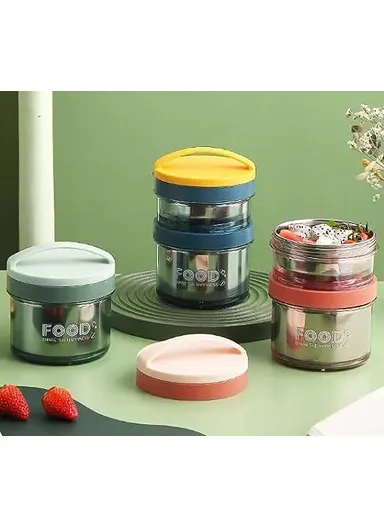 600ml Stainless Steel Lunch Box With 2 Seperatable Compartments 7047 (D10 x H18)cm