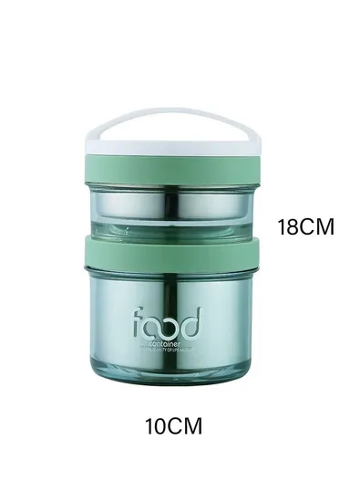 600ml Stainless Steel Lunch Box With 2 Seperatable Compartments 7047 (D10 x H18)cm