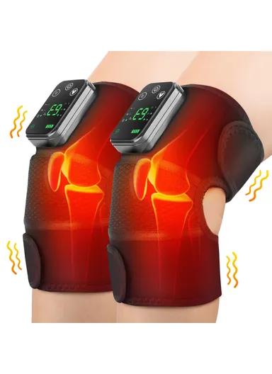 2-Pcs Rechargeable 4000mAh Diving Fabric Electric Heating Massager Knee, Elbow &amp; Shoulder Hot Compress Physiotherapy Instrument 