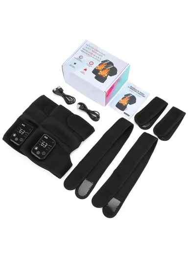 2-Pcs Rechargeable 4000mAh Diving Fabric Electric Heating Massager Knee, Elbow &amp; Shoulder Hot Compress Physiotherapy Instrument 