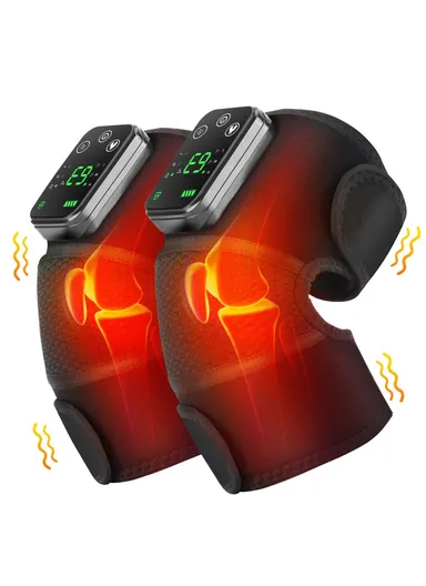 2-Pcs Rechargeable 4000mAh Diving Fabric Electric Heating Massager Knee, Elbow &amp; Shoulder Hot Compress Physiotherapy Instrument 
