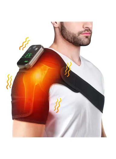 2-Pcs Rechargeable 4000mAh Diving Fabric Electric Heating Massager Knee, Elbow &amp; Shoulder Hot Compress Physiotherapy Instrument 