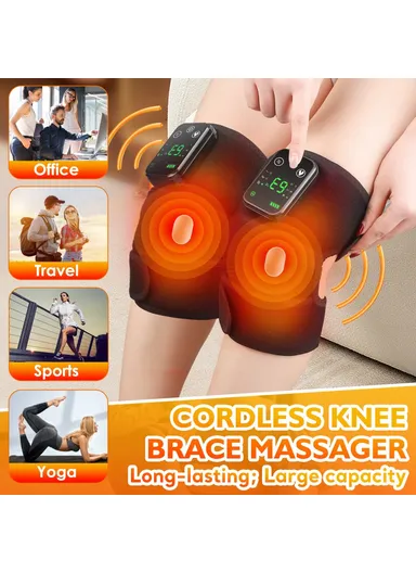2-Pcs Rechargeable 4000mAh Diving Fabric Electric Heating Massager Knee, Elbow &amp; Shoulder Hot Compress Physiotherapy Instrument 