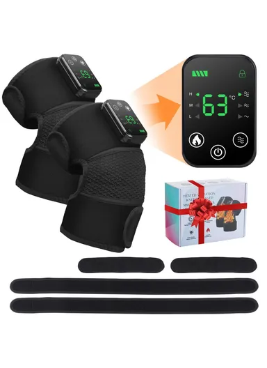 2-Pcs Rechargeable 4000mAh Diving Fabric Electric Heating Massager Knee, Elbow &amp; Shoulder Hot Compress Physiotherapy Instrument 