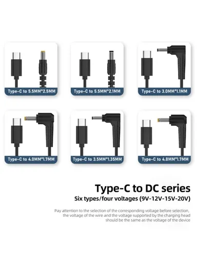 150cm 4.0x1.7mm Elbow DC to Type-C Converter Cable PVC Wrapping 12V Power Adapter Cord