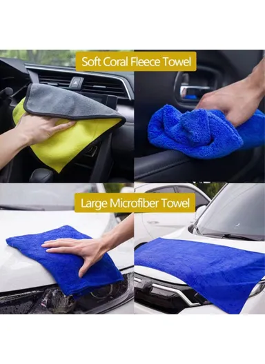 14 Pcs Fiber Cloth &amp; PP Set Car Cleaning Cloth Washing Mitten Duster Wheel Hub Brush Vehicle Detailing Brushes Kit