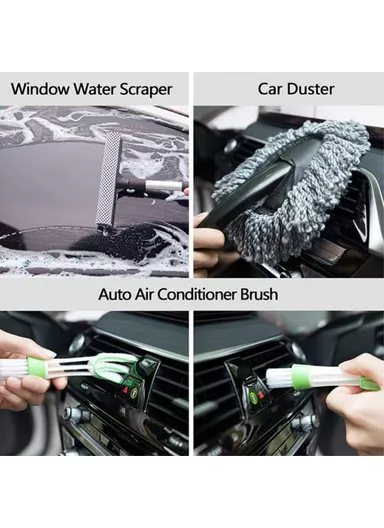 14 Pcs Fiber Cloth &amp; PP Set Car Cleaning Cloth Washing Mitten Duster Wheel Hub Brush Vehicle Detailing Brushes Kit