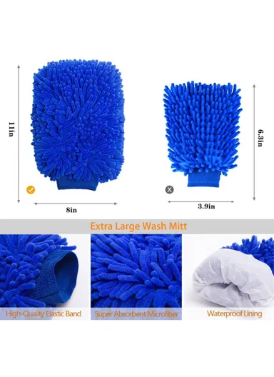14 Pcs Fiber Cloth &amp; PP Set Car Cleaning Cloth Washing Mitten Duster Wheel Hub Brush Vehicle Detailing Brushes Kit
