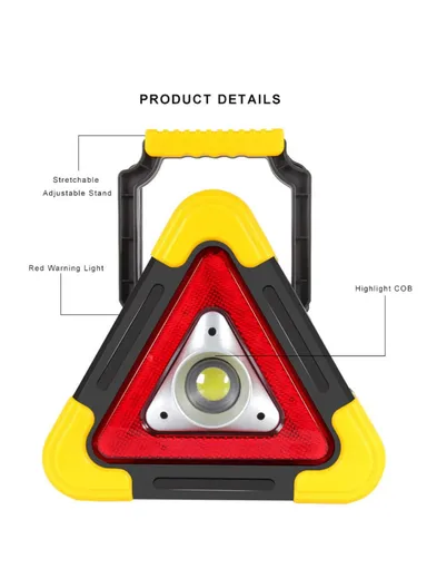 6000mAh Plastic USB Rechargeable Triangle Car Repair LED Lamp Traffic Emergency Stop Warning Light BY-145 (W17 x D4 x H18)cm