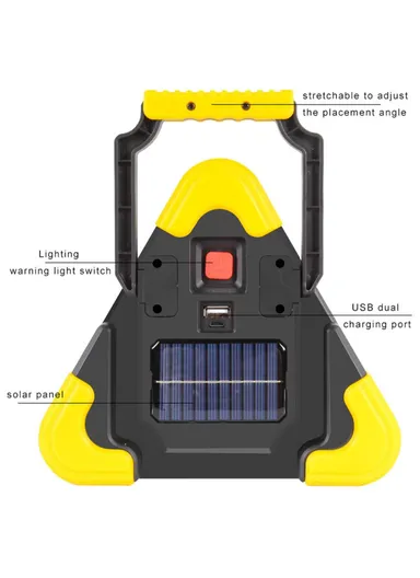 6000mAh Plastic USB Rechargeable Triangle Car Repair LED Lamp Traffic Emergency Stop Warning Light BY-145 (W17 x D4 x H18)cm