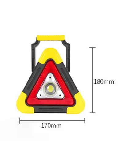 6000mAh Plastic USB Rechargeable Triangle Car Repair LED Lamp Traffic Emergency Stop Warning Light BY-145 (W17 x D4 x H18)cm