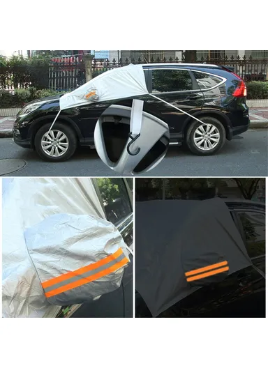 Aluminium Film &amp; Cotton Snow Ice Protection Reflective Car Front Windshield Protector Cover Sun Shade R-3910 (L148 x W230)cm