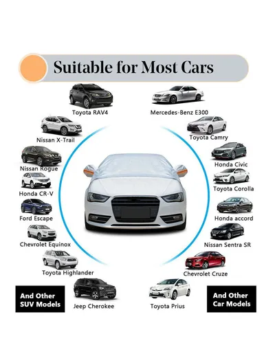 Aluminium Film &amp; Cotton Snow Ice Protection Reflective Car Front Windshield Protector Cover Sun Shade R-3910 (L148 x W230)cm