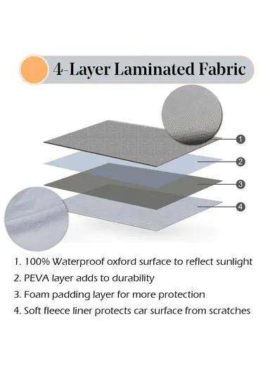 Aluminium Film &amp; Cotton Snow Ice Protection Reflective Car Front Windshield Protector Cover Sun Shade R-3910 (L148 x W230)cm