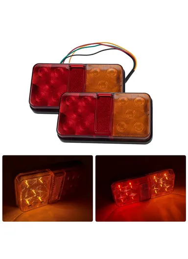 2W 10-LED Tail Light Kit for 12V Truck, Trailer &amp; Vehicles Water Resistant Turn Signal Light Set with 8m 5-Core Cable, Side-Light &amp; License Plate Light A4135 - Type F Set