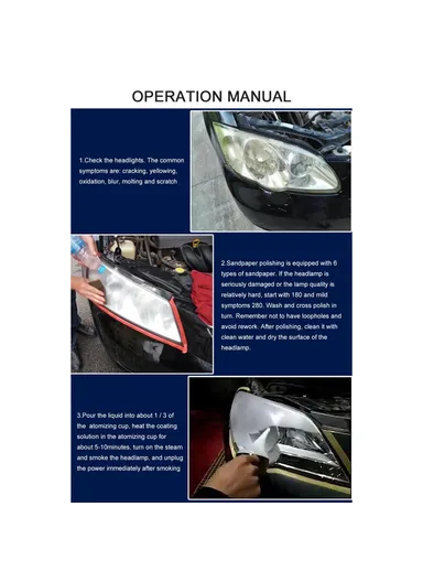 Auto Restore &amp; Protect Headlight Restoration Kit Lights Polish Headlights Lens Restore Cleaner Polishing Accessories - EU Plug