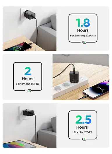 20W Flash Series Single-Port Charger JR-TCF06 (L2.6 x W4 x H6)cm - Black