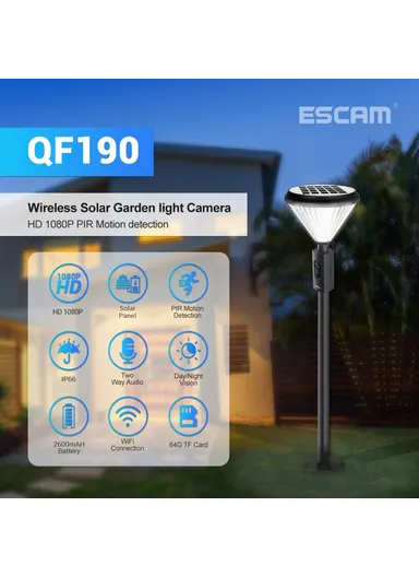 1080P HD Security Camera Wireless Garden Light IP66 Waterproof PIR Human Detection Camera Support WiFi Two-way Voice Smart Night Vision Lawn Light Camera QF190