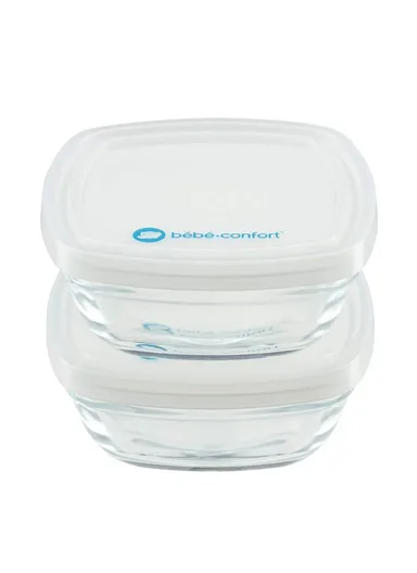 4m+ 2 Pcs Glass Conversation Boxes For Baby Food (L11.5 x W11 x H12)cm