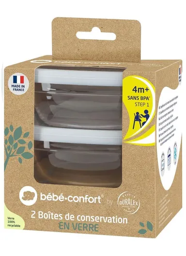 4m+ 2 Pcs Glass Conversation Boxes For Baby Food (L11.5 x W11 x H12)cm