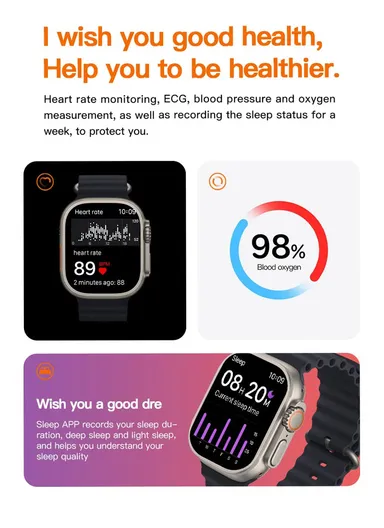 RB01 Plus 2.01" Smart Watch Bluetooth Call Music Play Display With Wireless Charger &amp; 7 Extra Strap