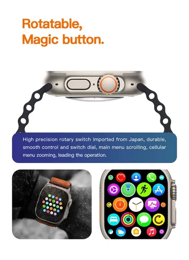 RB01 Plus 2.01" Smart Watch Bluetooth Call Music Play Display With Wireless Charger &amp; 7 Extra Strap