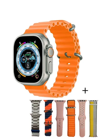 RB01 Plus 2.01" Smart Watch Bluetooth Call Music Play Display With Wireless Charger &amp; 7 Extra Strap