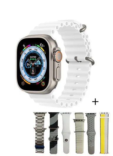 RB01 Plus 2.01" Smart Watch Bluetooth Call Music Play Display With Wireless Charger &amp; 7 Extra Strap