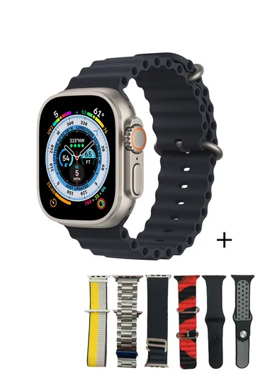 RB01 Plus 2.01" Smart Watch Bluetooth Call Music Play Display With Wireless Charger &amp; 7 Extra Strap