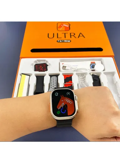 RB01 Plus 2.01" Smart Watch Bluetooth Call Music Play Display With Wireless Charger &amp; 7 Extra Strap