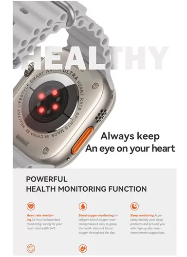 Ultra 9 2" Full Touch Screen Heart Rate Monitoring Bluetooth Smartwatch With Wireless Charger &amp; Extra Silicone Strap - Silver