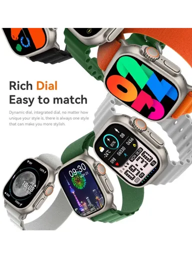Ultra 9 2" Full Touch Screen Heart Rate Monitoring Bluetooth Smartwatch With Wireless Charger &amp; Extra Silicone Strap - Silver