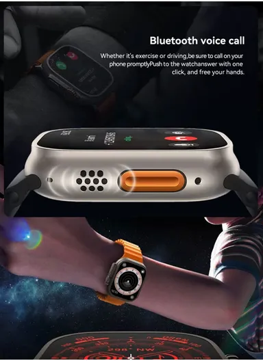 Ultra 9 2" Full Touch Screen Heart Rate Monitoring Bluetooth Smartwatch With Wireless Charger &amp; Extra Silicone Strap - Silver
