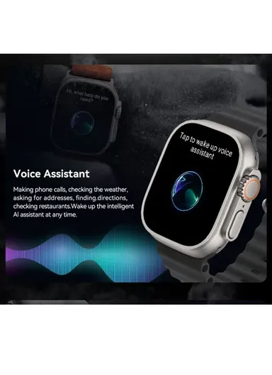 Ultra 9 2" Full Touch Screen Heart Rate Monitoring Bluetooth Smartwatch With Wireless Charger &amp; Extra Silicone Strap - Silver