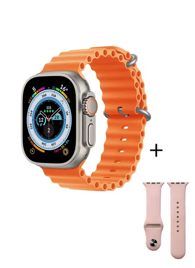 Ultra 9 2" Full Touch Screen Heart Rate Monitoring Bluetooth Smartwatch With Wireless Charger &amp; Extra Silicone Strap - Silver