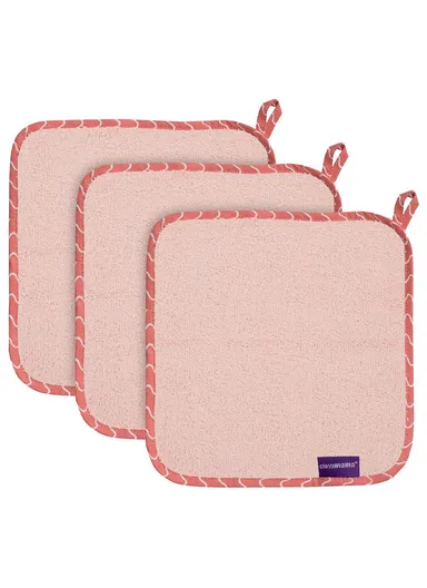 3 Pcs Cotton &amp; Bamboo Ultra-Soft, Absorbent Baby Washcloth 3535 (L25 x W25)cm - Pink