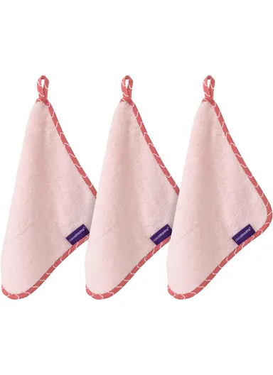 3 Pcs Cotton &amp; Bamboo Ultra-Soft, Absorbent Baby Washcloth 3535 (L25 x W25)cm - Pink