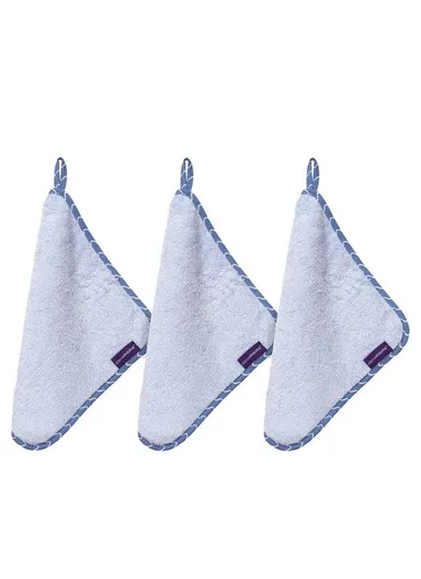 3 Pcs Cotton &amp; Bamboo Ultra-Soft, Absorbent Baby Washcloth 3536 (L25 x W25)cm - Blue