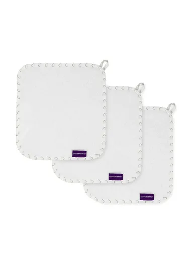 3 Pcs Cotton &amp; Bamboo Ultra-Soft, Absorbent Baby Washcloth 3537 (L25 x W25)cm - Grey