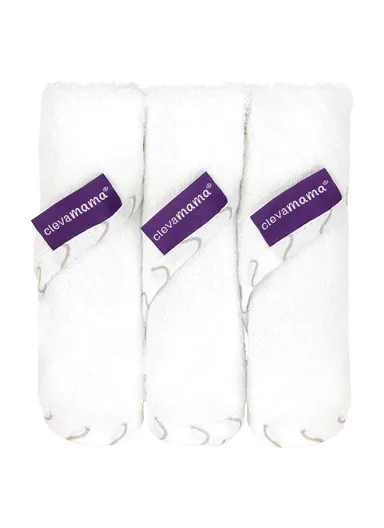 3 Pcs Cotton &amp; Bamboo Ultra-Soft, Absorbent Baby Washcloth 3537 (L25 x W25)cm - Grey
