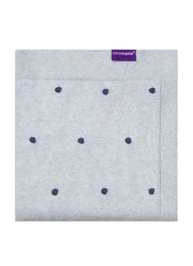 100% Organic Cotton Knitted Pom Pom Baby Blanket 3493 (L100 x W80)cm - Grey