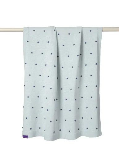 100% Organic Cotton Knitted Pom Pom Baby Blanket 3493 (L100 x W80)cm - Grey