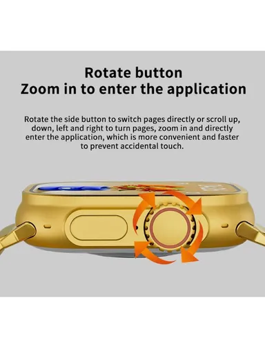 HK9 Ultra Golden Edition 2.2" Waterproof Smart Watch With Wireless Charging &amp; Extra Metal Strap