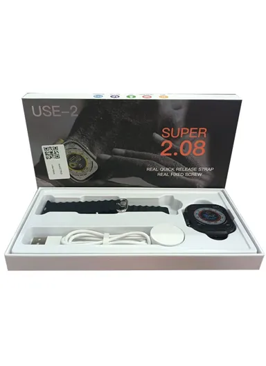 USE-2  2.08" Full Touch Screen Heart Rate Monitoring Bluetooth Smartwatch With Wireless Charger