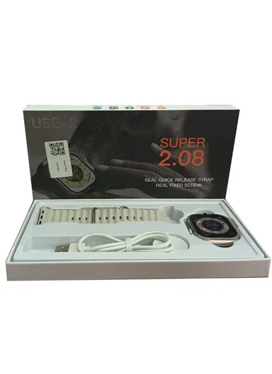 USE-2  2.08" Full Touch Screen Heart Rate Monitoring Bluetooth Smartwatch With Wireless Charger