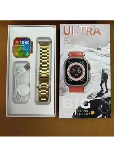 ULTRA 2.01" Full Touch Screen Heart Rate Monitoring Bluetooth Smartwatch With Wireless Charger
