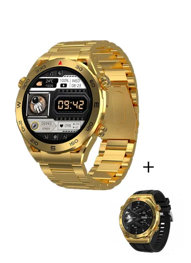 SK4 1.45" Round Screen Multi-Function Waterproof Smartwatch With Wireless Charger &amp; Extra Strap